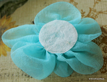 Blue Tissue Fabric Flower Applique